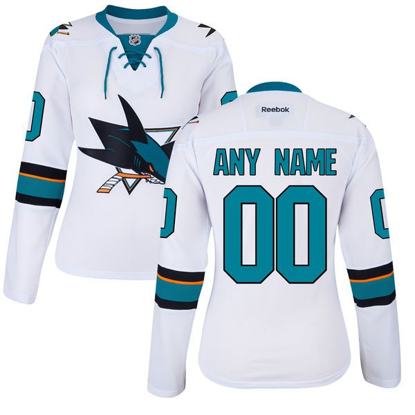 Women San Jose Sharks Reebok White Custom Premier Away NHL Jersey->customized nhl jersey->Custom Jersey